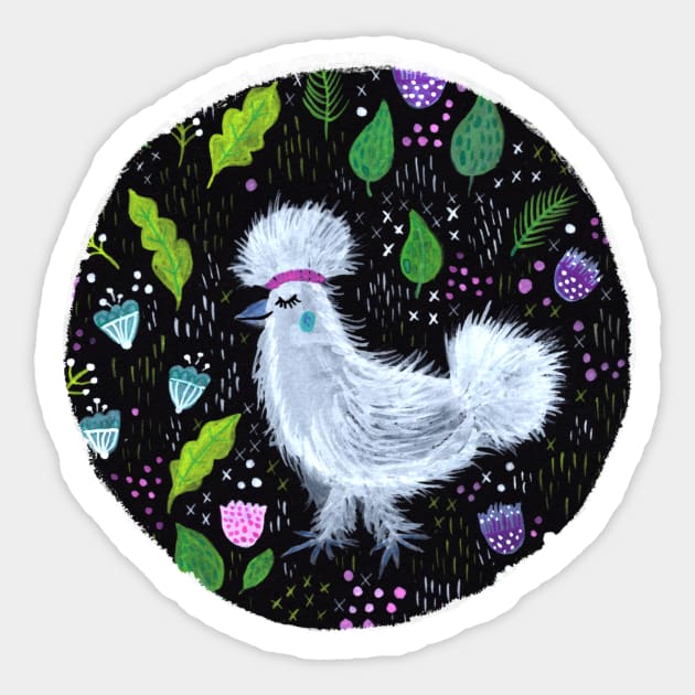 Glam Chicken Sticker by Jacqueline Hurd